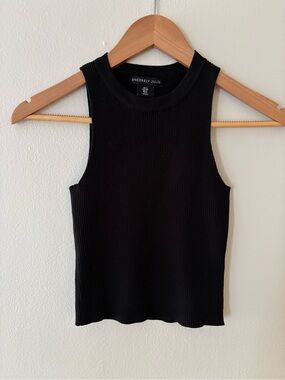 Sincerely Jules Black Ribbed High-Neck Tank